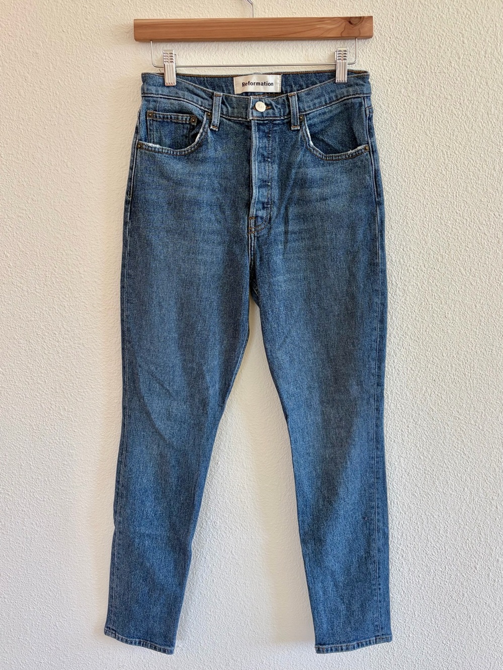 Reformation Blue Skinny High-Rise Jeans